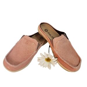 Geckoman Pink Suede Arch Support Slippers House Shoes Mule Slides, Size 6.5